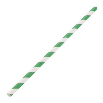 Fiesta Green Compostable Paper Straws Green Stripes (Pack of 250)