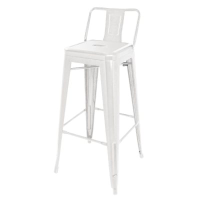 Bolero Bistro Steel High Stool With Backrest White (Pack of 4)