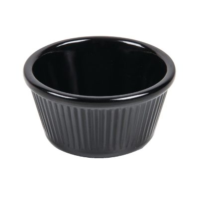 Olympia Kristallon Melamine Fluted Ramekins Black 76mm (Pack of 12)