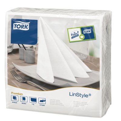 Tork Linstyle Dinner Napkin White 400mm (Pack of 600)