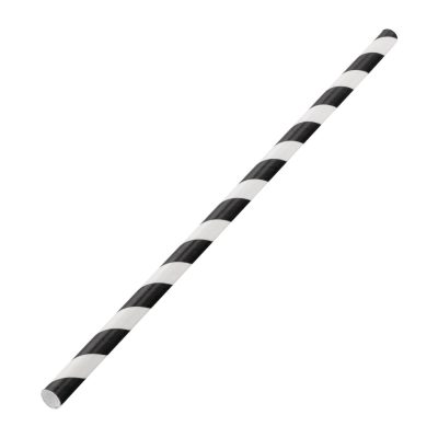 Utopia Biodegradable Paper Straws Black Stripes (Pack of 250)