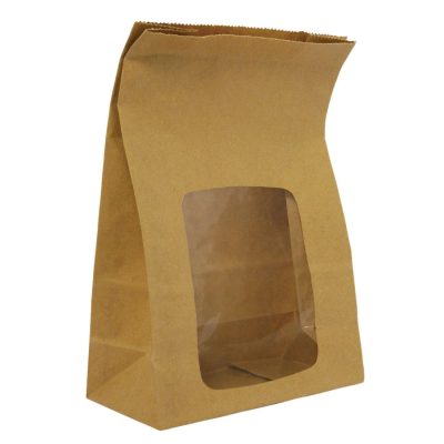 Vegware Compostable Kraft Sandwich Bags With NatureFlex Window (Pack of 250)