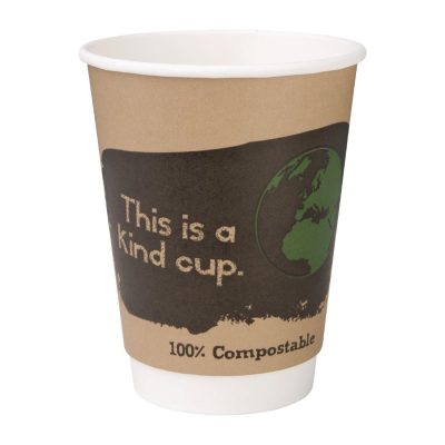 Fiesta Green Compostable Coffee Cups Double Wall 355ml / 12oz (Pack of 25)