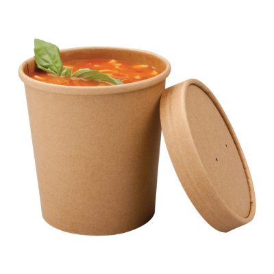 Colpac Recyclable Kraft Microwavable Soup Cups 450ml / 16oz (Pack of 500)