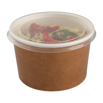 Colpac Recyclable Kraft Salad Pots With Lid Small 700ml / 24oz (Pack of 150)