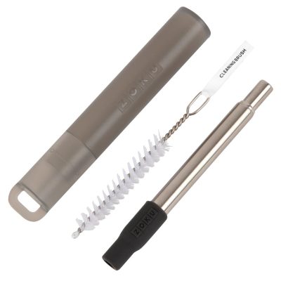 Zoku Reusable Stainless Steel Pocket Straw Charcoal