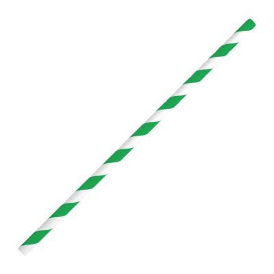 Fiesta Green Compostable Bendy Paper Straws Green Stripes (Pack of 250)