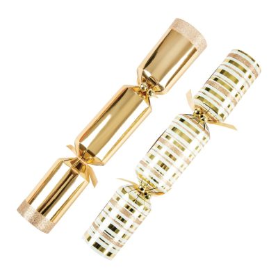 Gold Stripe 14″ Deluxe Handmade Christmas Crackers (Pack of 24)