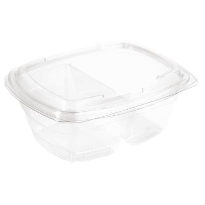 Faerch Fresco Two-Compartment Recyclable Deli Containers With Lid 900ml / 32oz