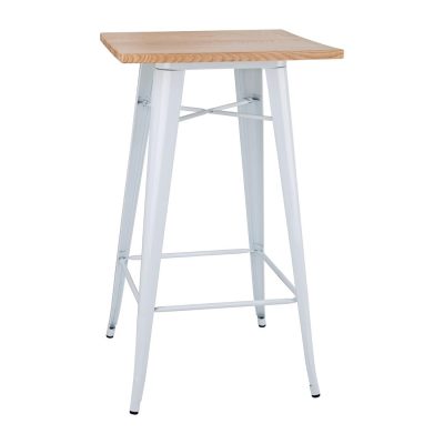 Bolero Bistro Bar Table with Wooden Top White (Single)