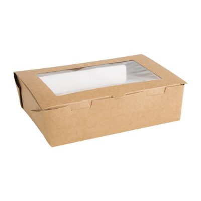 Fiesta Green Compostable Salad Boxes with PLA Windows 1600ml (Pack of 200)