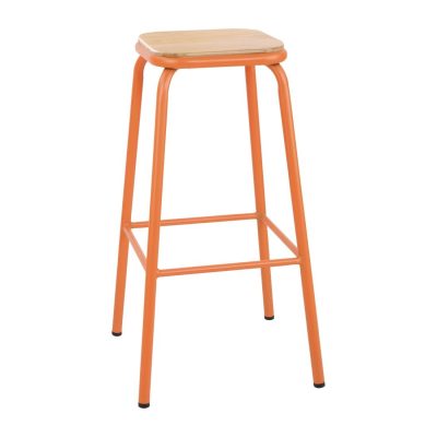 Bolero Cantina High Stools with Wooden Seat Pad Orange (Pack of 4)