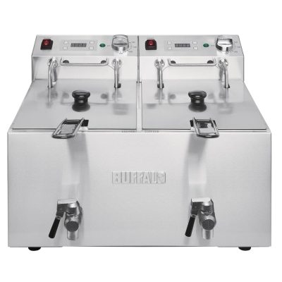 Buffalo Twin Tank Twin Basket 2x8Ltr Countertop Fryer with Timers 2×2.9kW