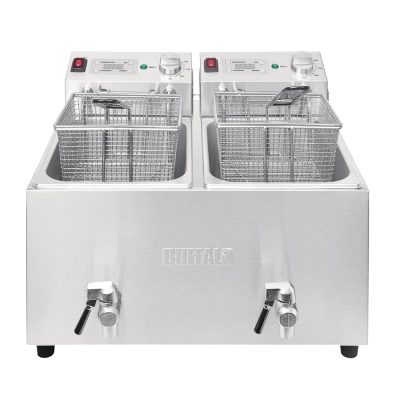 Buffalo Twin Tank Twin Basket 2x8Ltr Countertop Fryer with Timers 2x6kW