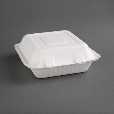 Fiesta Green Compostable Bagasse Hinged Food Containers 223mm (Pack of 200)