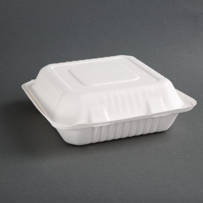 Fiesta Green Compostable Bagasse Hinged Food Containers 236mm (Pack of 200)