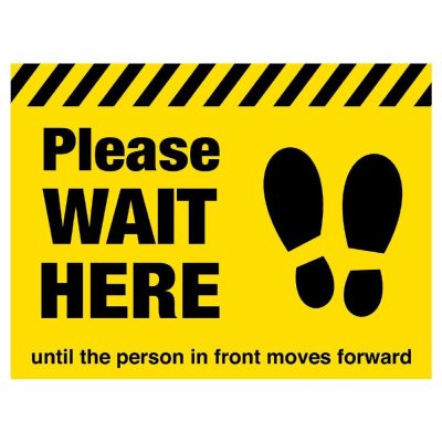 Please Wait Here Social Distancing Floor Graphic 400mm