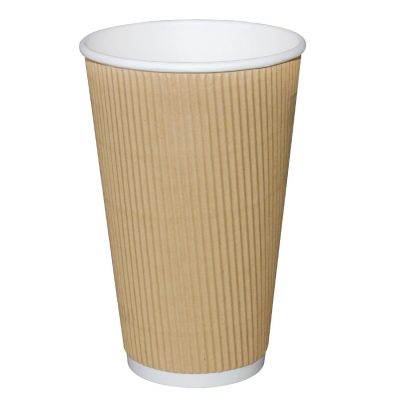 Fiesta Disposable Coffee Cups Ripple Wall Kraft 455ml / 16oz (Pack of 500)