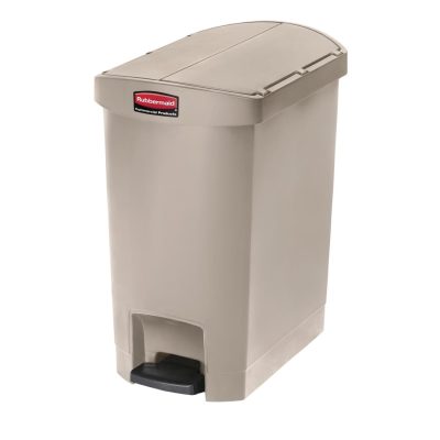 Rubbermaid Slim Jim End Step on Pedal Bin Beige 30Ltr