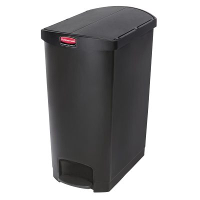 Rubbermaid Slim Jim End Step on Pedal Bin Black 90Ltr