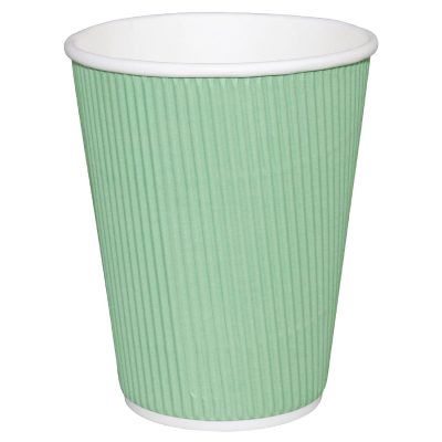 Fiesta Disposable Coffee Cups Ripple Wall Turquoise 225ml / 8oz (Pack of 25)