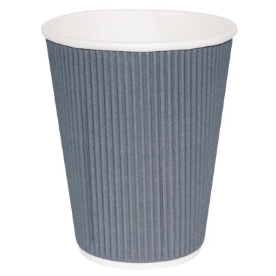 Fiesta Disposable Coffee Cups Ripple Wall Charcoal 225ml / 8oz (Pack of 25)