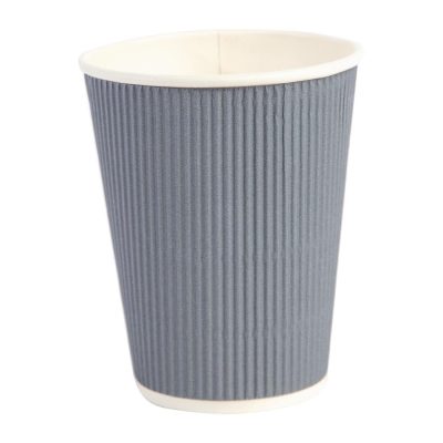 Fiesta Disposable Coffee Cups Ripple Wall Charcoal 340ml / 12oz (Pack of 25)