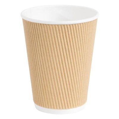 Fiesta Disposable Coffee Cups Ripple Wall Kraft 340ml / 12oz (Pack of 500)