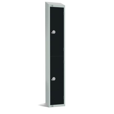 Elite Double Door Coin Return Locker with Sloping Top Graphite Black