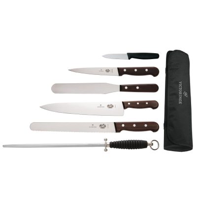 Victorinox 6 Piece Rosewood Knife Set with 25cm Chefs Knife with Wallet