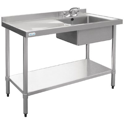 Vogue Stainless Steel Sink Left Hand Drainer 1200x600mm