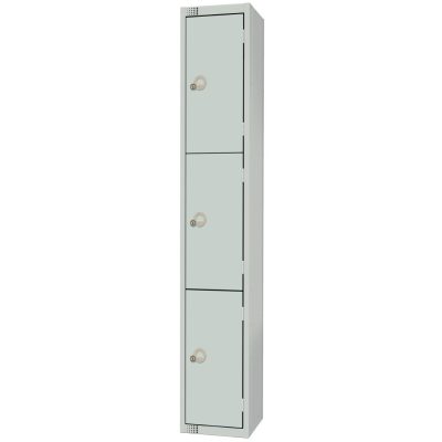 Elite Three Door Coin Return Locker with Sloping Top Grey