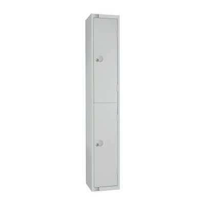 Elite Double Door Coin Return Locker with Sloping Top Grey