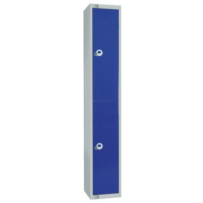 Elite Double Door Coin Return Locker with Sloping Top Graphite Blue