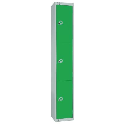 Elite Three Door Coin Return Locker Green