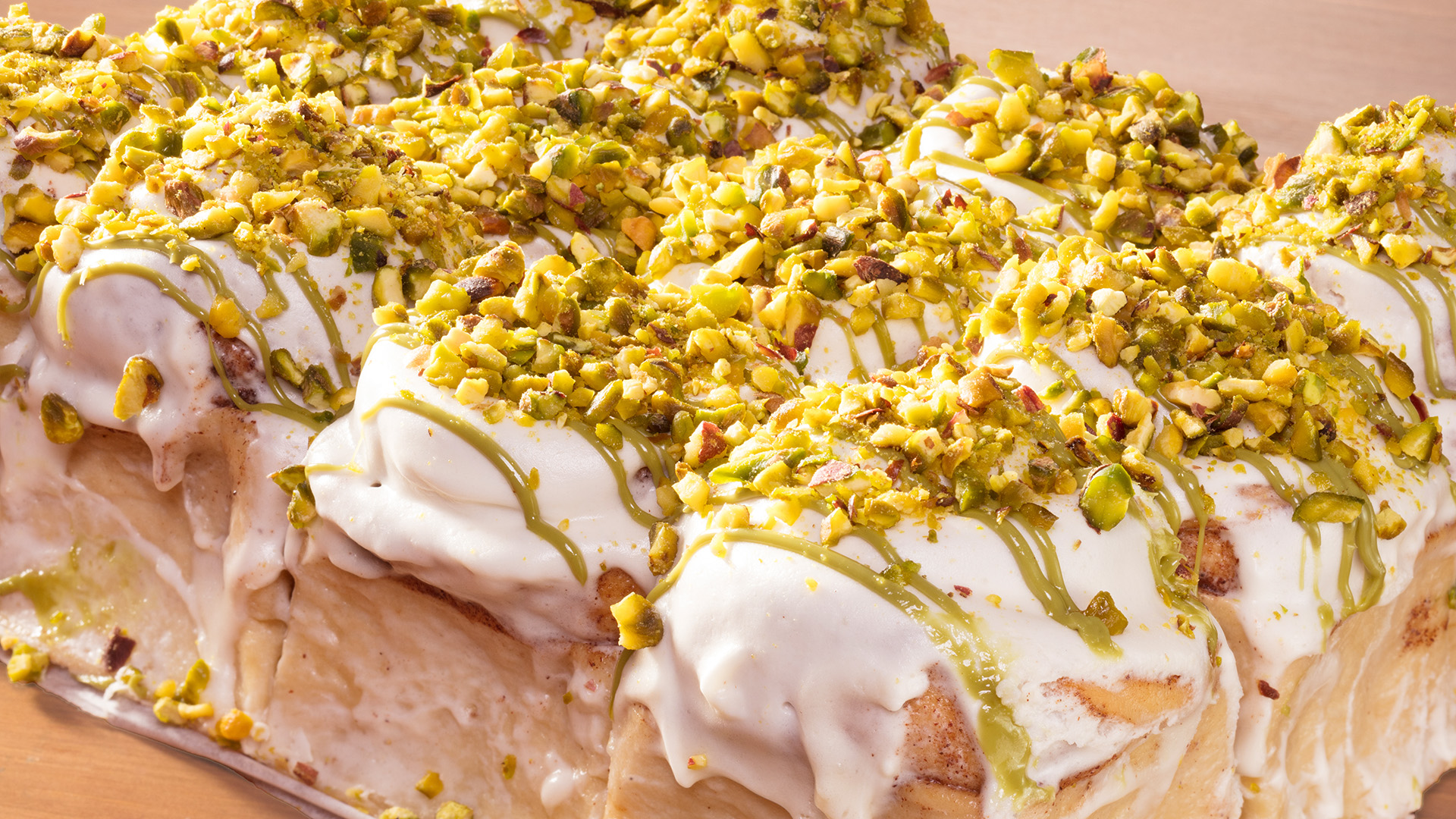 Pistachio Iced Cinnamon Buns