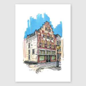 Schets van de Geertestraat in Utrecht door Cees Sketches