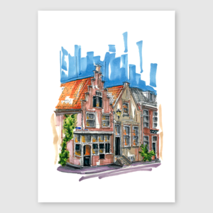 Schets van Appelmarkt in Amersfoort door Cees Sketches