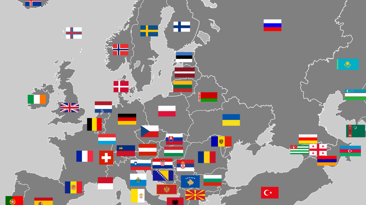 Europe with flags photo