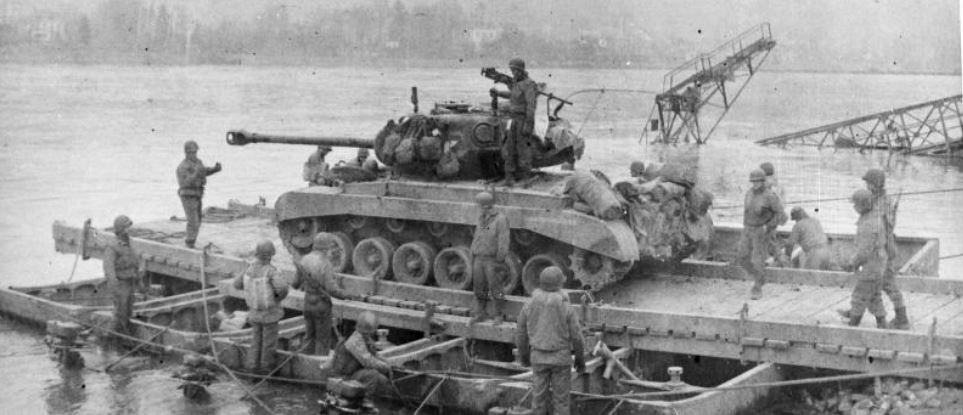 M26 Pershing preparing to cross the Rhine 1945