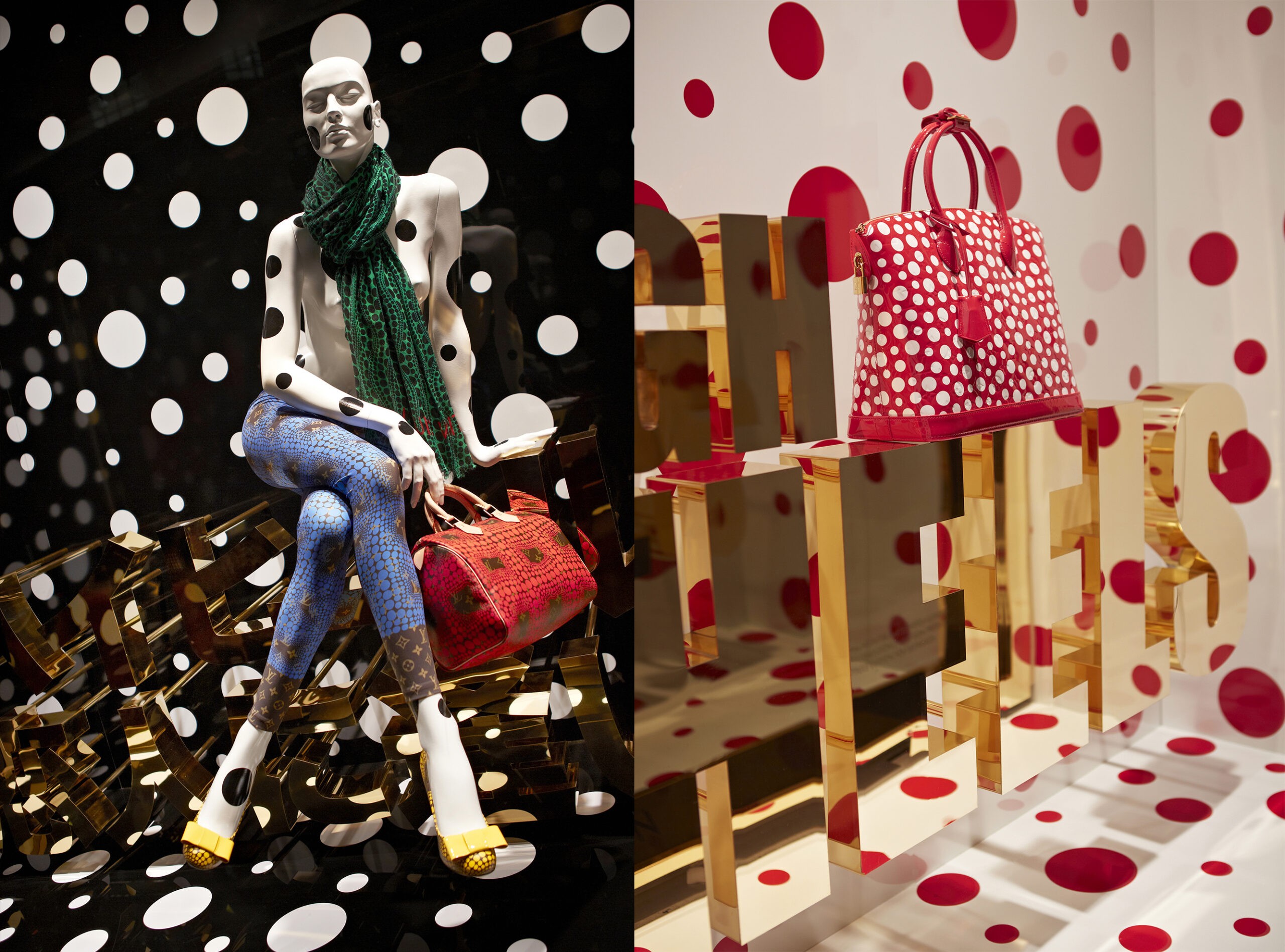 Louis Vuitton Christmas Showcase, Mannequins on the Background of