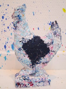 colorful sculpture hen