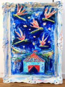 “Dragonflies at the carneval” 79x60cm. One life, one day, one choice. What would you do?