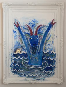 “Oh NO, A drowning goat!” 97x73 cm.