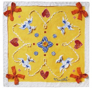 Charlotte_Olsson_Art_Konst_pocketsquare_näsduk_siden_silk_design_mönster_yellow_sunny_flirt