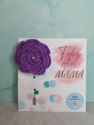 broche crochet flor día de la madre