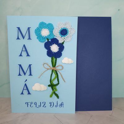 tarjeta feliz día de la madre hecha a mano crochet