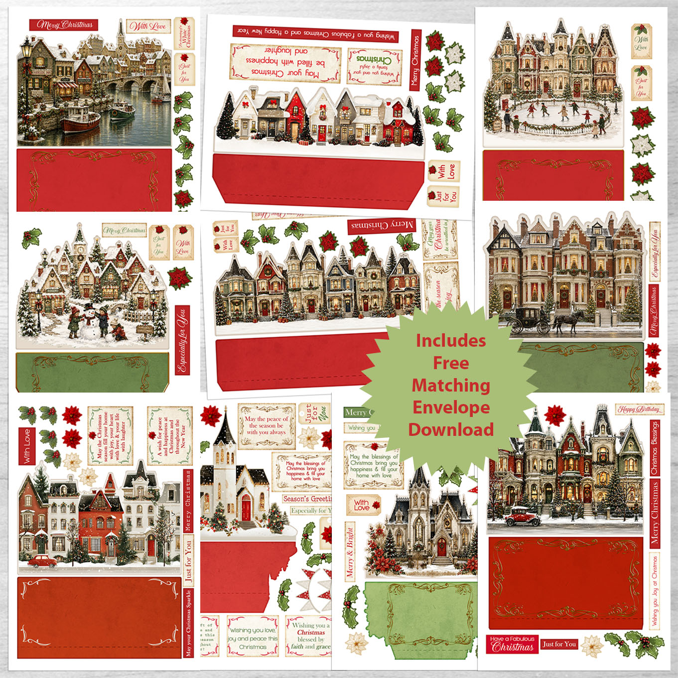 CCW69 Christmas Town Shaped Card kit