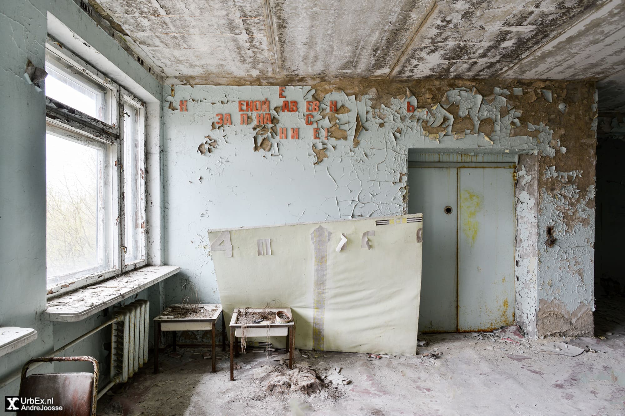 Central hallway of the abandoned hospital