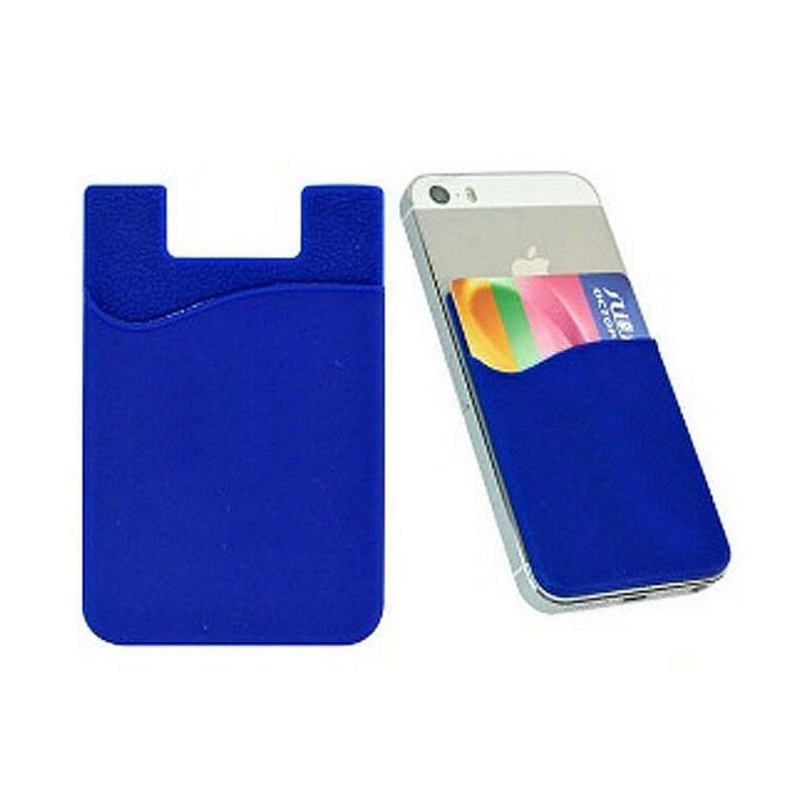 2x Silicone sock wallet card cash pocket sticker Blue